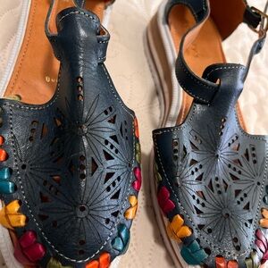 MONSE Blue Sandals with Unique Cutout Design